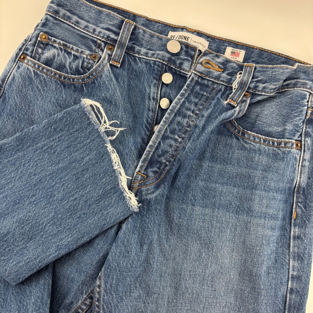 RE/DONE Originals 2017 Jeans Womens 27 Blue Raw Hem Button Fly‎ High Rise